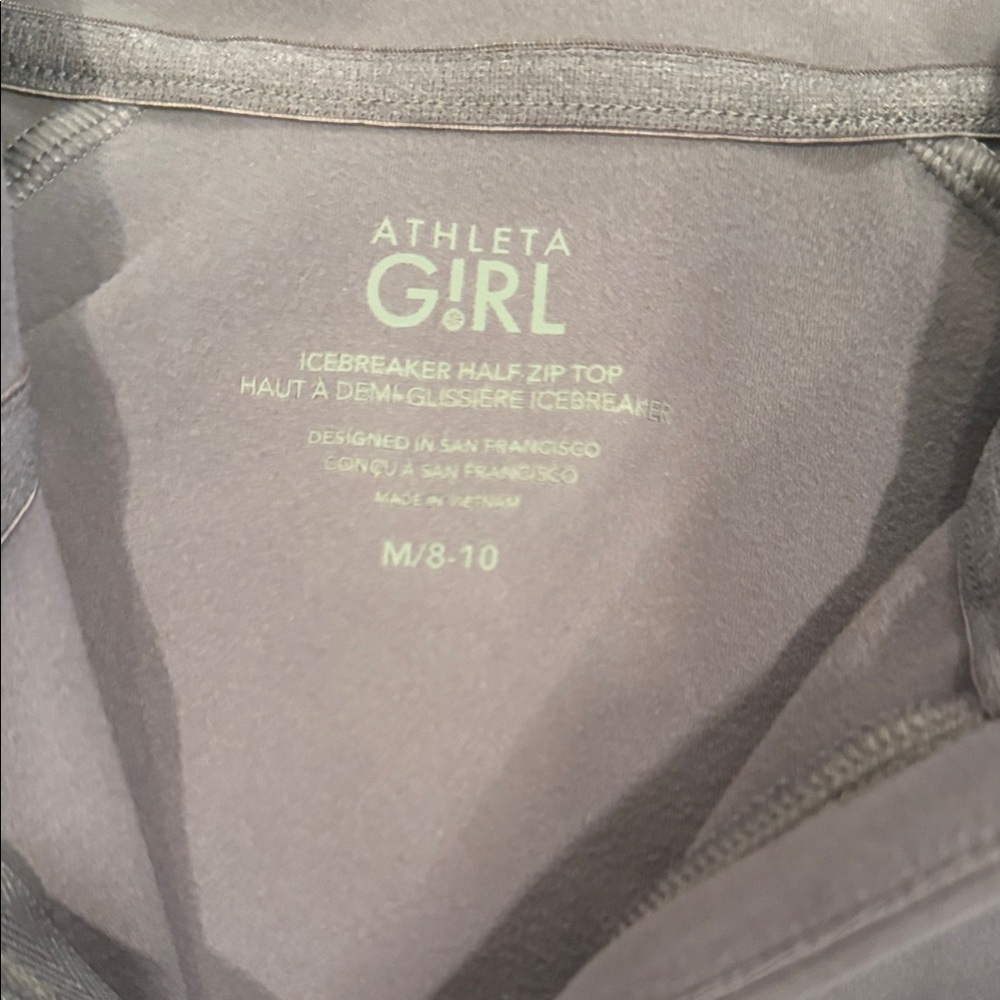 Athleta Girl Gray Icebreaker Half Zip Top - Picture 2 of 4